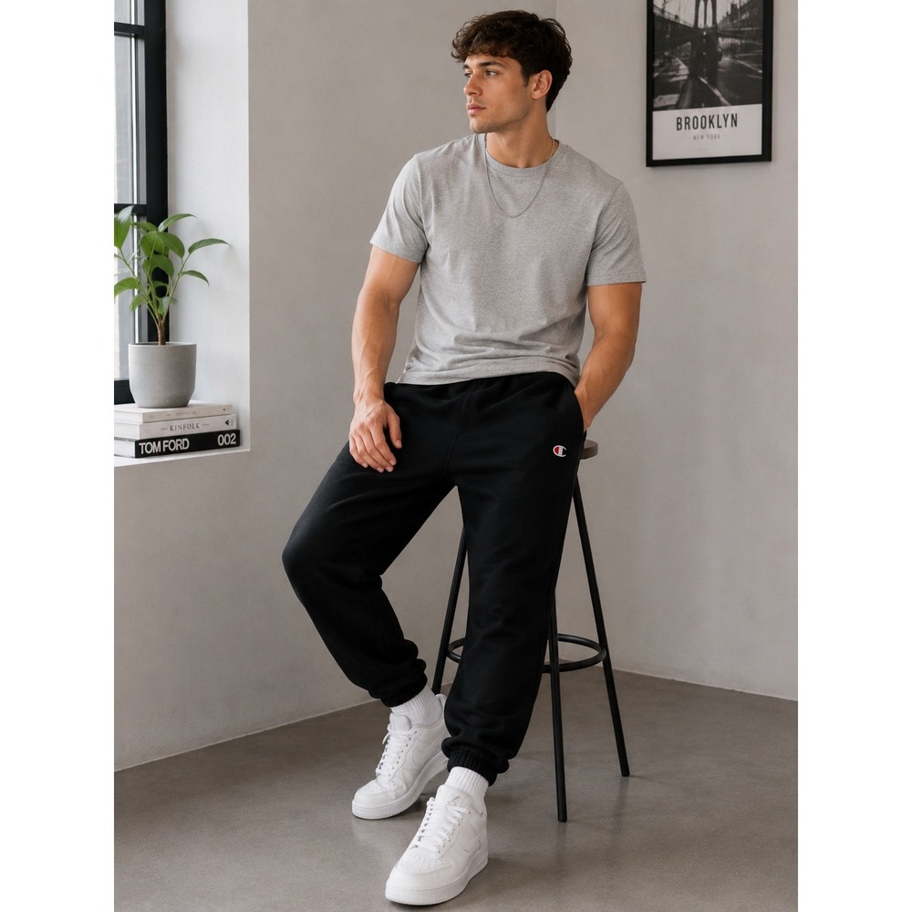 Champion Mens Performance Sweatpants Medium Black Athletic Jogger Activewear